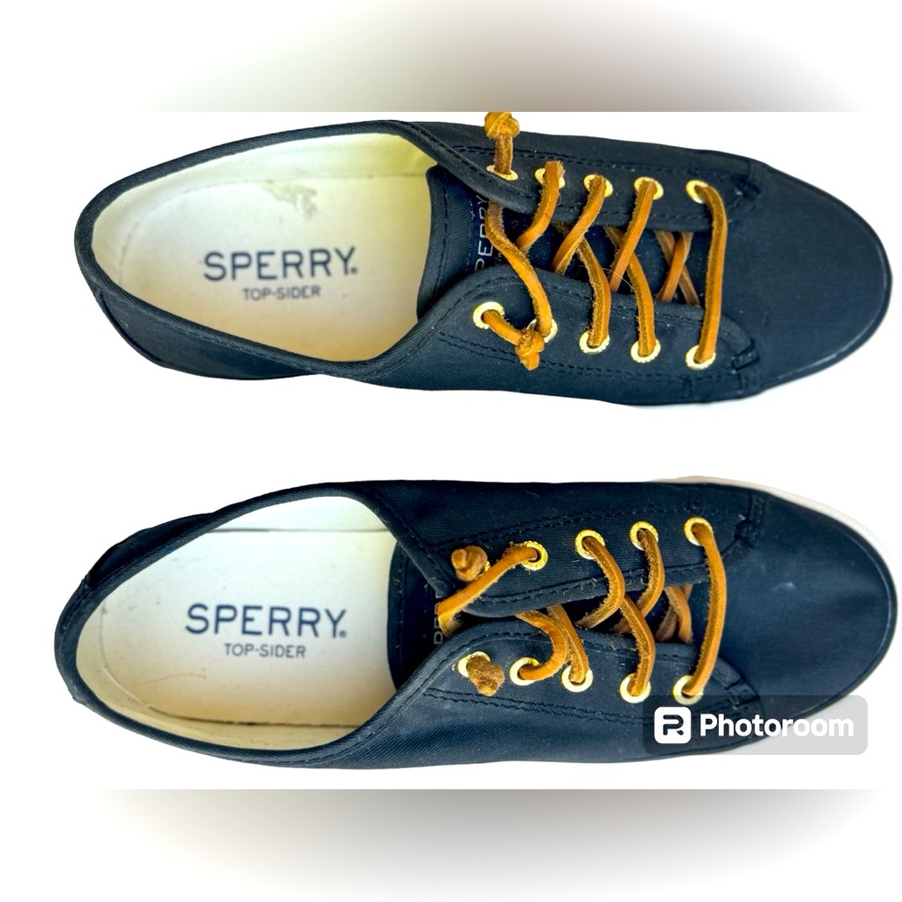 SPERRY Top-Sider Seacoast Black Sneaker Women's Size 7. Leather laces.